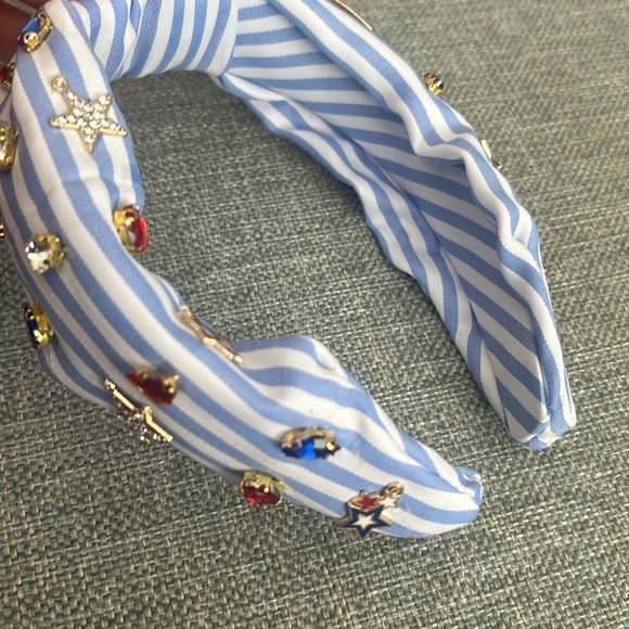 Piper K Stars and Stripes Jeweled Blue Knotted Patriotic Red White Headband - Picture 4 of 10